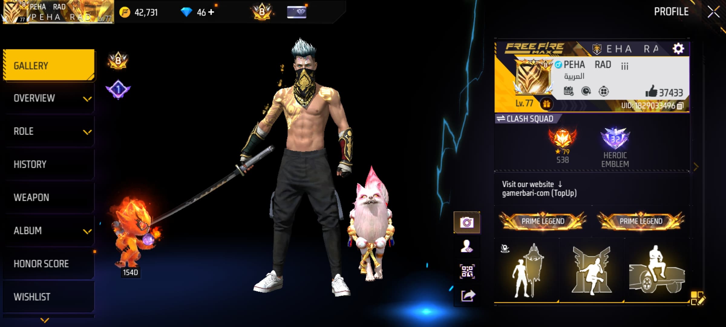 FREE FIRE account, Grandmaster