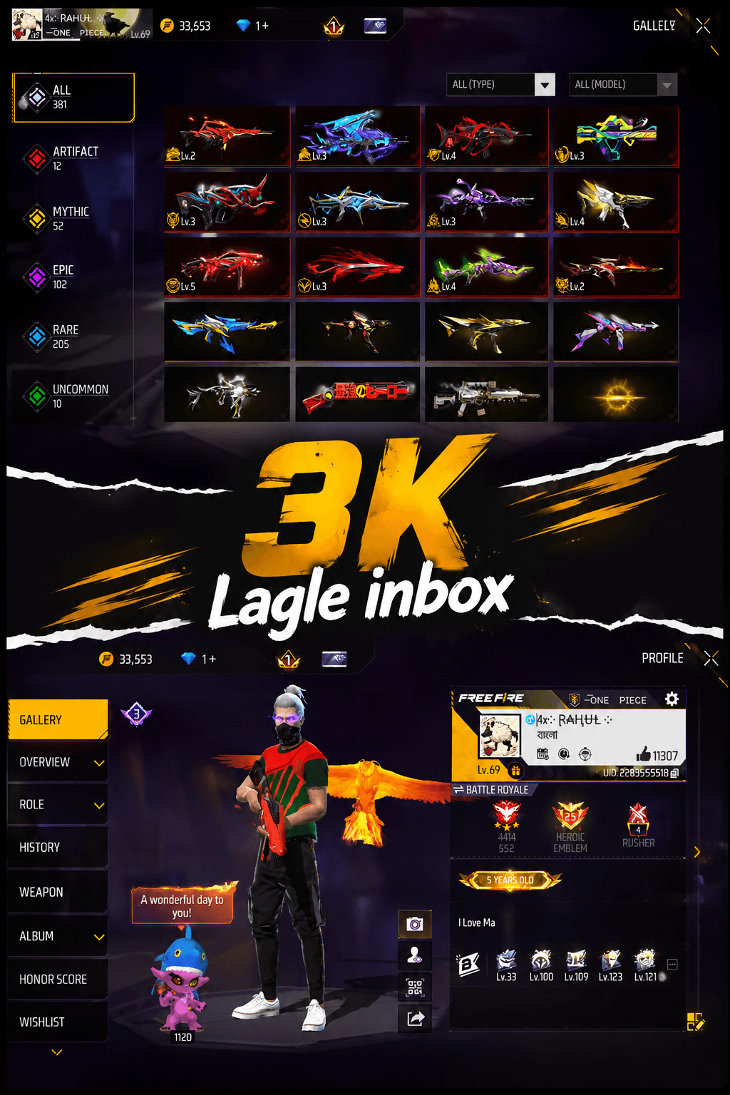 FREE FIRE account, Heroic