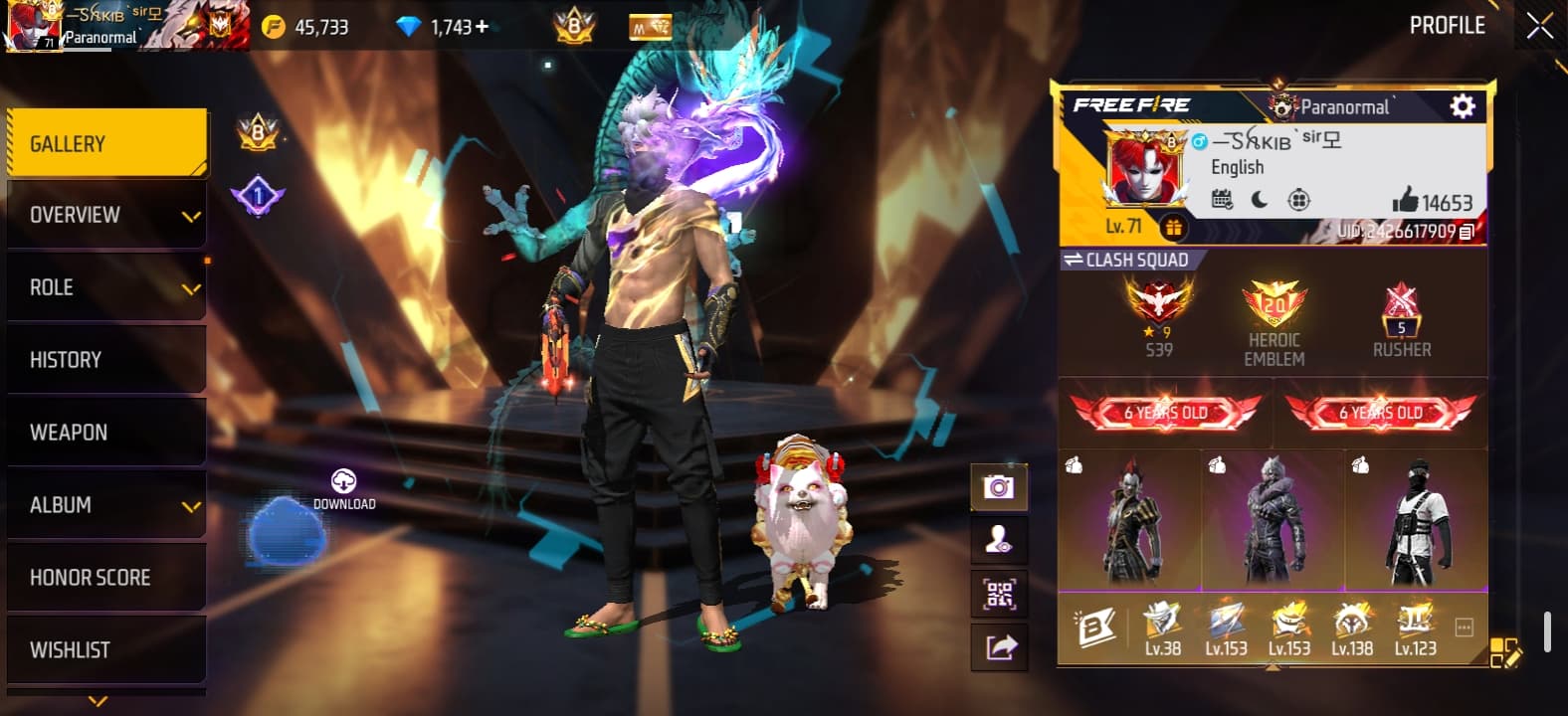 FREE FIRE account, MASTER